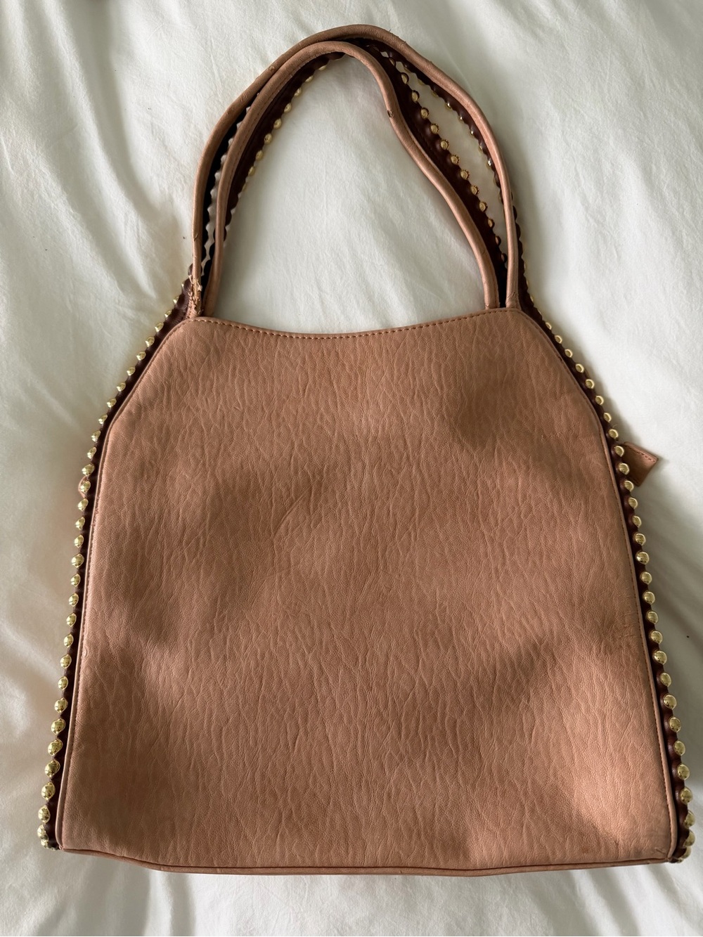 Big Buddha Rose-Tan Shoulder Bag with Gold Studs